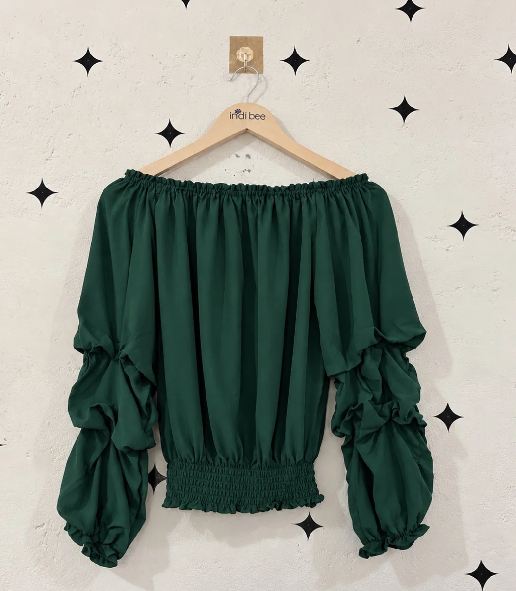 Green Off-Shoulder Top