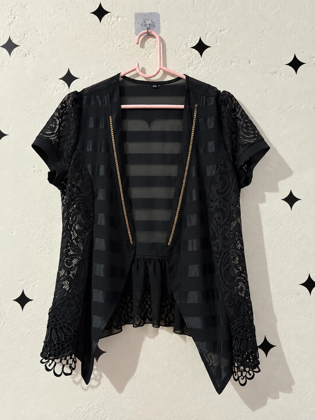 Black Lace Tunic over coat