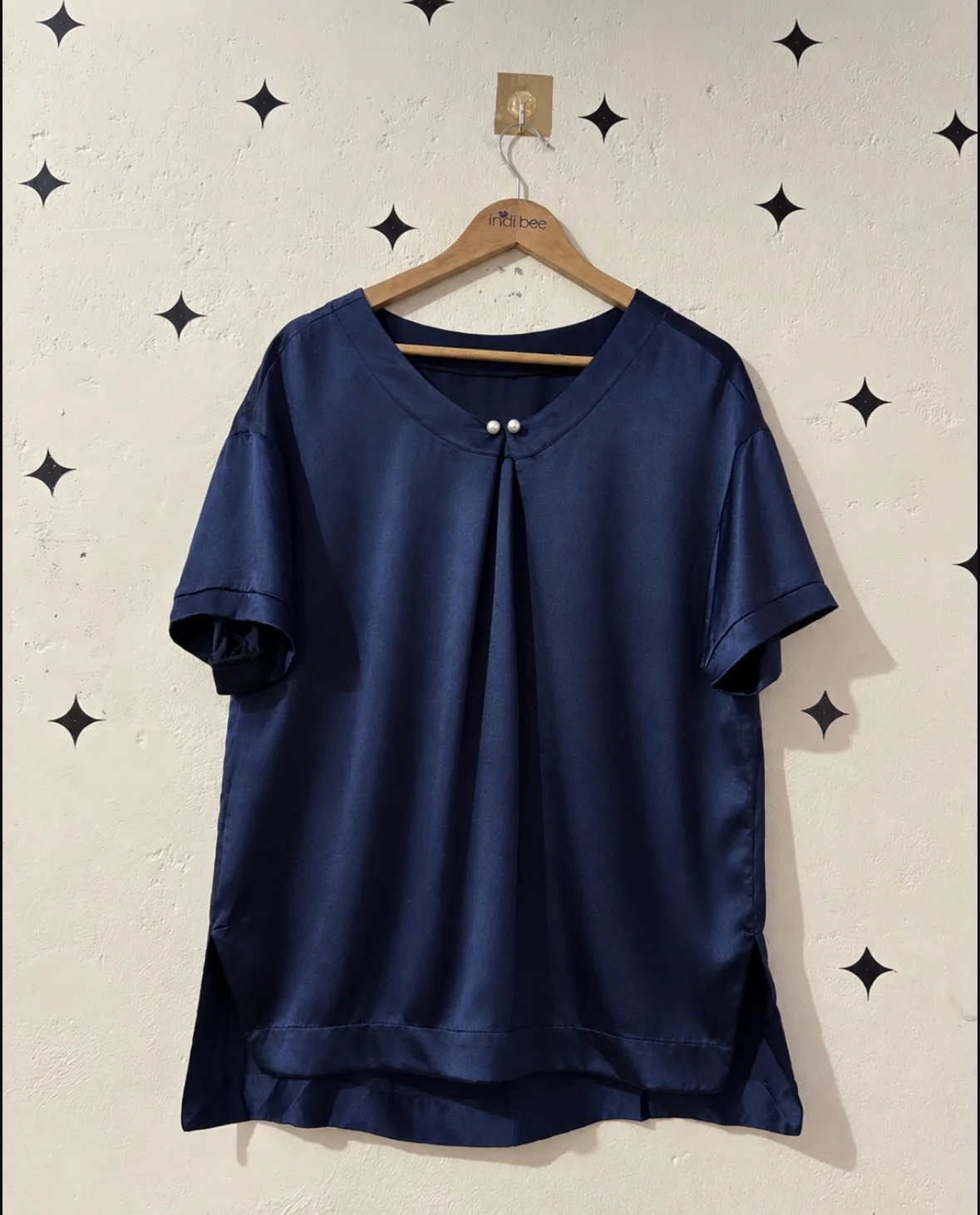 Navy Satin Top