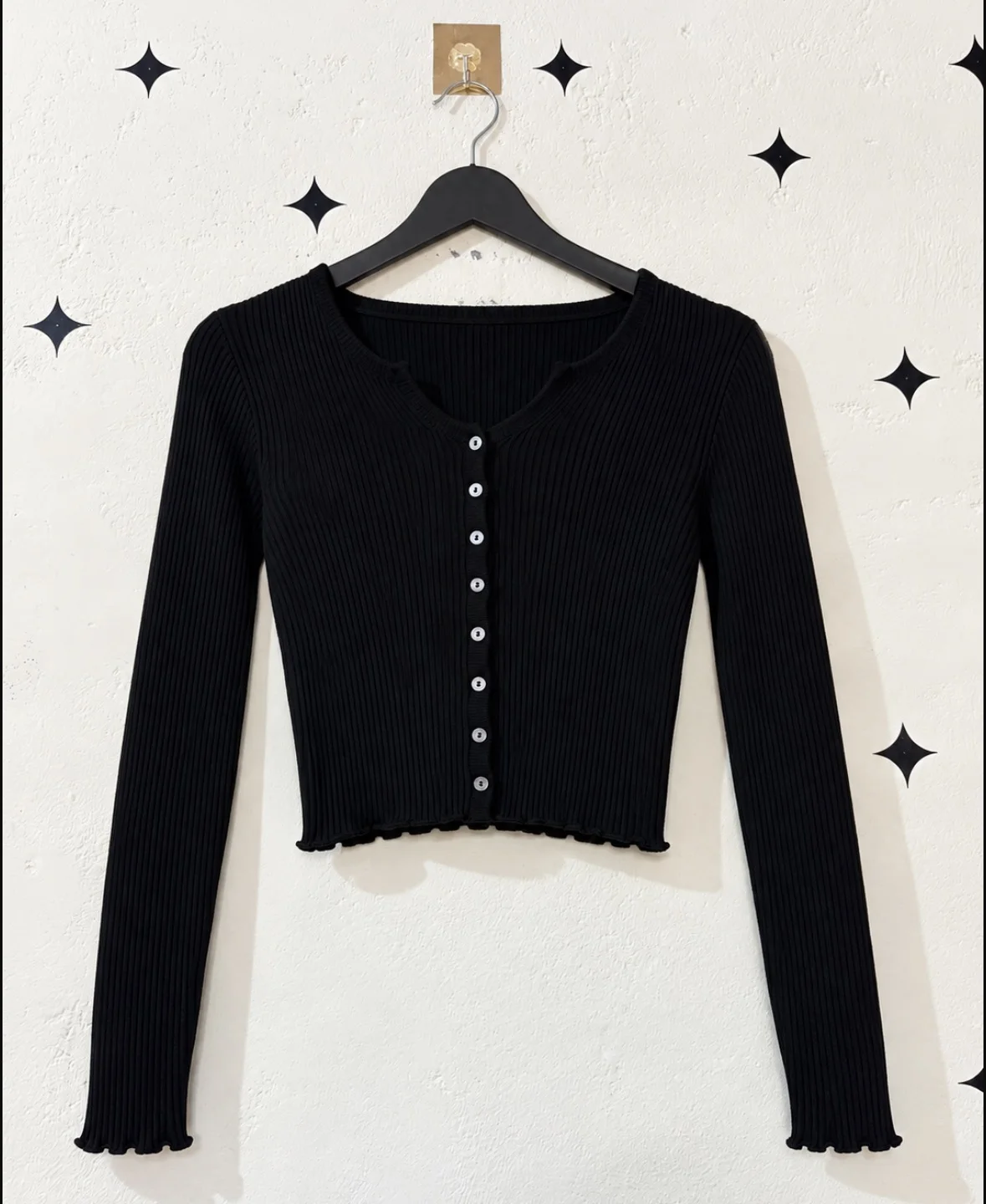 Black Ribbed Crop Top