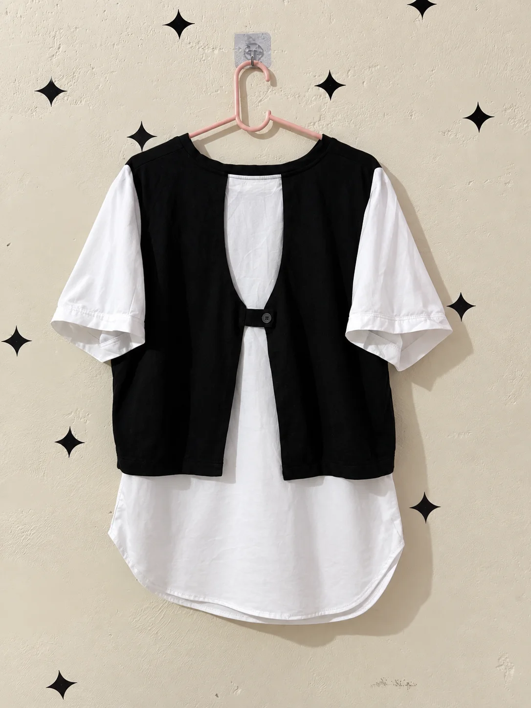 Black White Layered Top