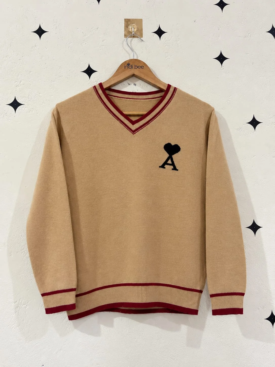 Beige V-Neck Sweater