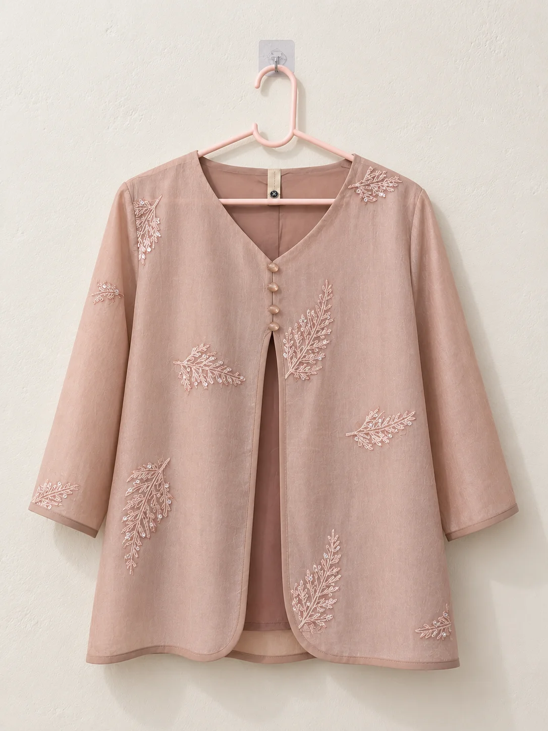 Blush Pink Embroidered Longline Top