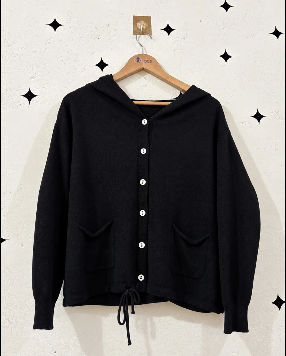 Black Hooded Cardigan