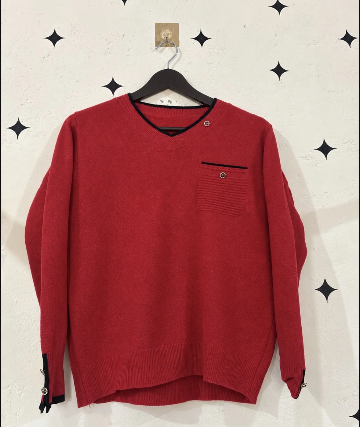 Red V-Neck Sweater